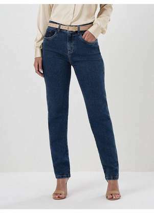 Principessa - Calça Jeans Reta Slim Azul Escuro Safira - PRINCIPESSA