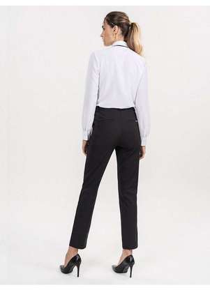 Principessa - Calça Preta Reta Slim de Alfaiataria Lorena - PRINCIPESSA