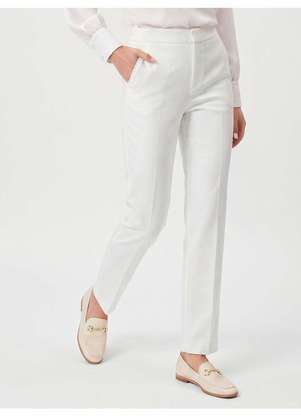 Principessa - Calça Reta Regular de Alfaiataria Off White Amanda - PRINCIPESSA