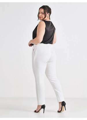 Principessa - Calça Reta Slim de Alfaiataria Off White Edna - PRINCIPESSA