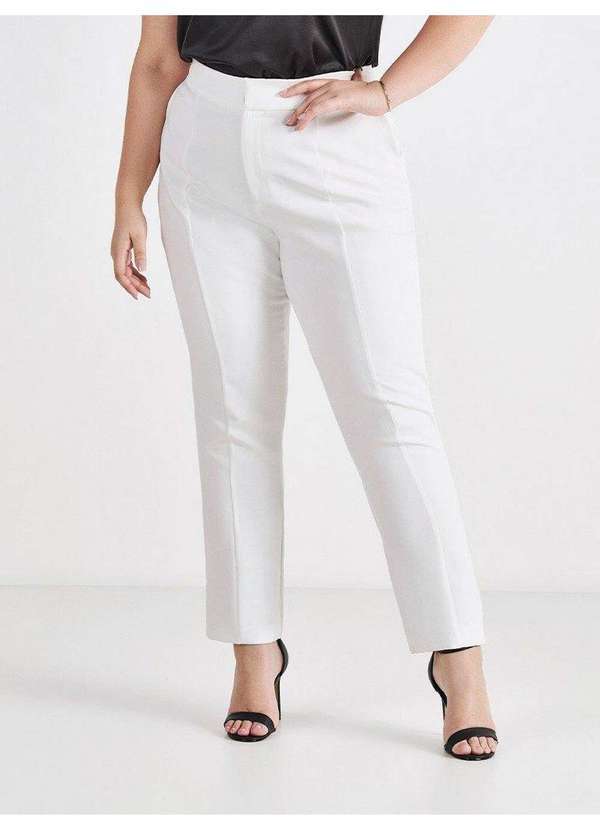 Principessa - Calça Reta Slim de Alfaiataria Off White Edna