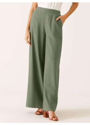 Principessa - Calça Pantalona em Viscose Verde Oliva Salete - PRINCIPESSA