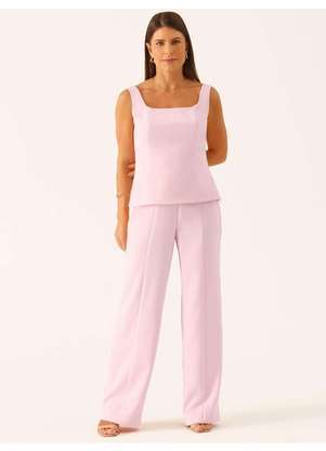 Principessa - Calça Alfaiataria Wide Leg Rosa Claro Beatriz - PRINCIPESSA