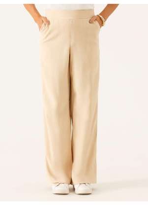 Principessa - Calça Alfaiataria Wide Leg em Viscose Aveia Vitoriana - PRINCIPESSA