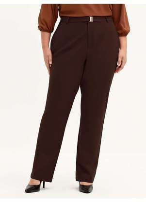 Principessa - Calça Reta Regular Plus Size Marrom Ferrugem Itamara - PRINCIPESSA