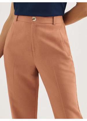Principessa - Calça Reta Regular de Alfaiataria Camel Cleide - PRINCIPESSA