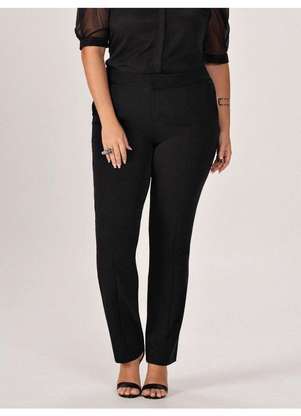 Principessa - Calça Reta Slim de Alfaiataria Preta Reese - PRINCIPESSA