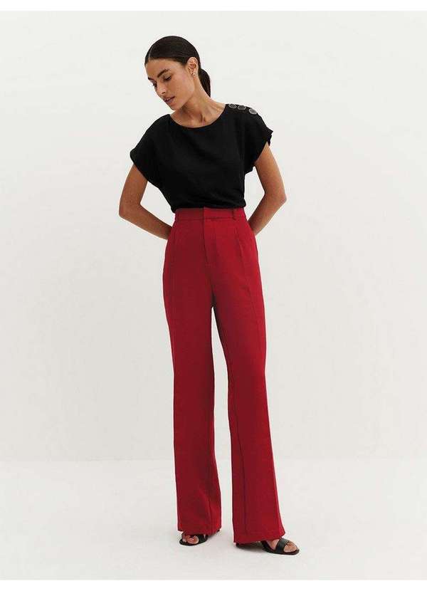 Principessa - Calça Wide Leg Alfaiataria Red Cherry Janiele