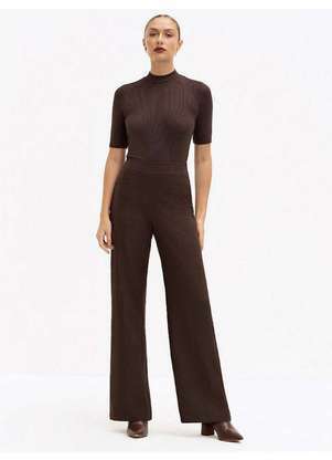 Principessa - Calça Wide Leg de Alfaiataria Marrom Brienne - PRINCIPESSA