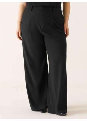 Principessa - Calça Wide Leg de Alfaiataria Plus Size Preta Evelyn - PRINCIPESSA