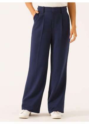 Principessa - Calça Wide Leg de Alfaiataria em Viscose Marinho Natiele - PRINCIPESSA