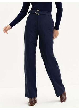 Principessa - Calça Wide Leg de Alfaiataria Marinho Índigo Valci - PRINCIPESSA