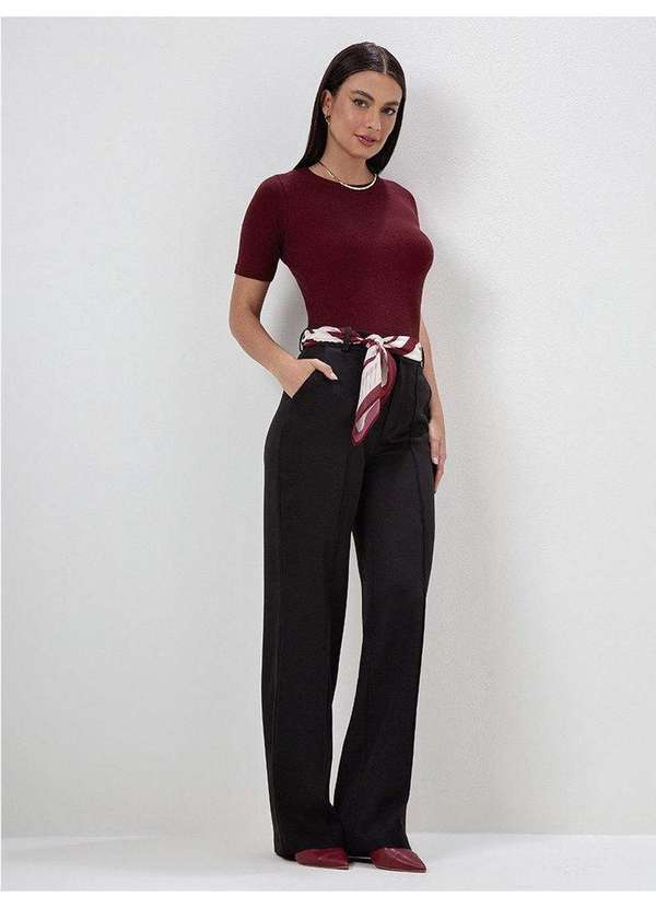 Calça Wide Leg de Alfaiataria Preto Zenilda - Principessa