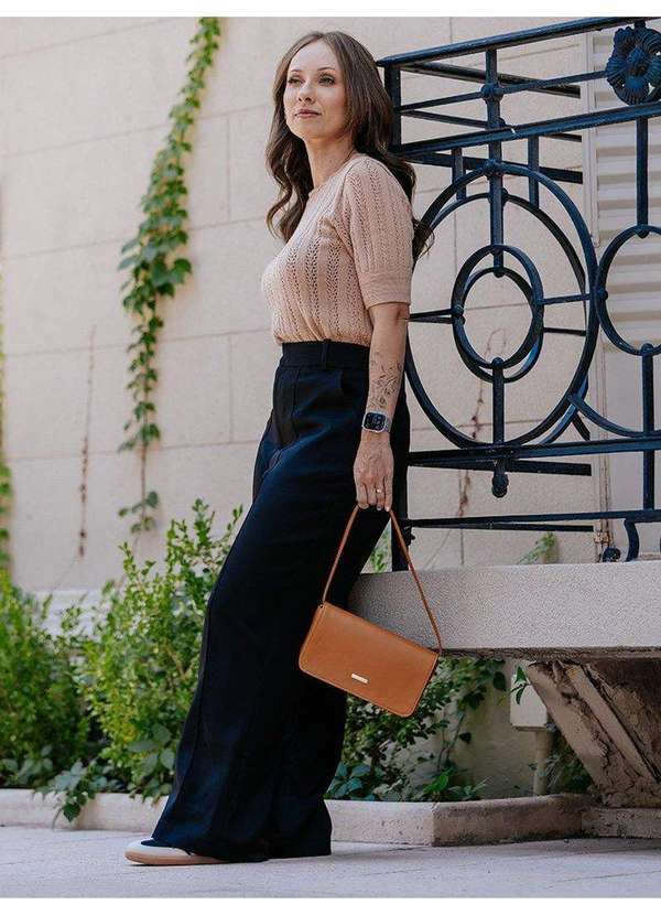 Calça Wide Leg de Alfaiataria Preto Zenilda - Principessa