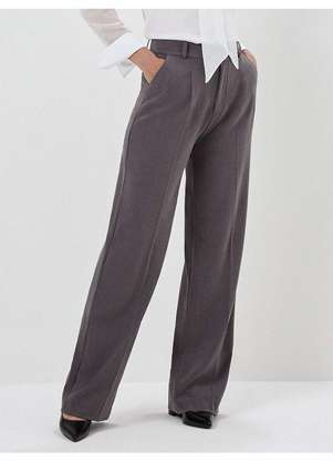 Principessa - Calça Wide Leg de Alfaiataria Mescla Escuro Rosemara - PRINCIPESSA