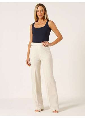 Principessa - Calça Wide Leg de Linho Natural Briele - PRINCIPESSA