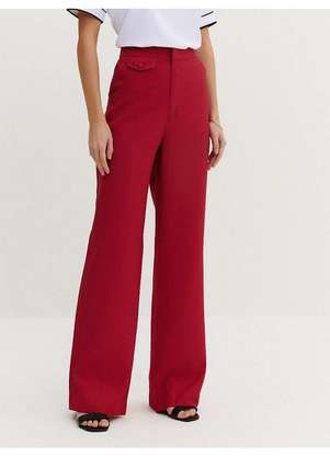 Principessa - Calça Wide Leg de Viscose Vermelho Beverly - PRINCIPESSA