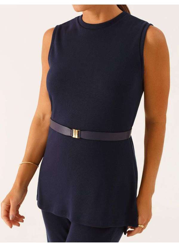 Principessa - Blusa sem Mangas Decote Redondo em Malha Marinho Venus 4