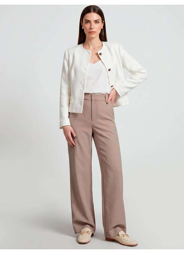 Principessa - Calça Alfaiataria Pantalona Bege Adrya