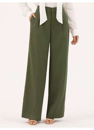 Principessa - Calça Alfaiataria Pantalona Verde Militar Celinea - PRINCIPESSA