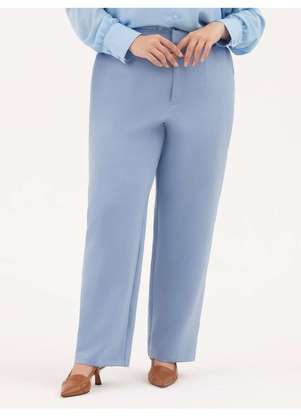Principessa - Calça Alfaiataria Regular Plus Size Azul Claro Analiz - PRINCIPESSA
