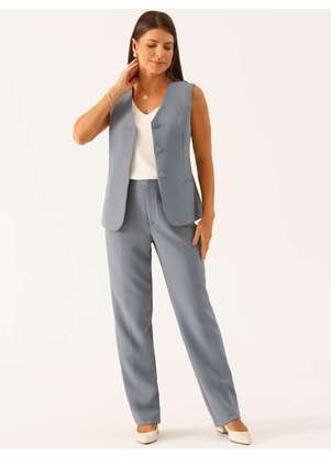 Principessa - Calça Alfaiataria Reta Regular Cinza Belymara - PRINCIPESSA