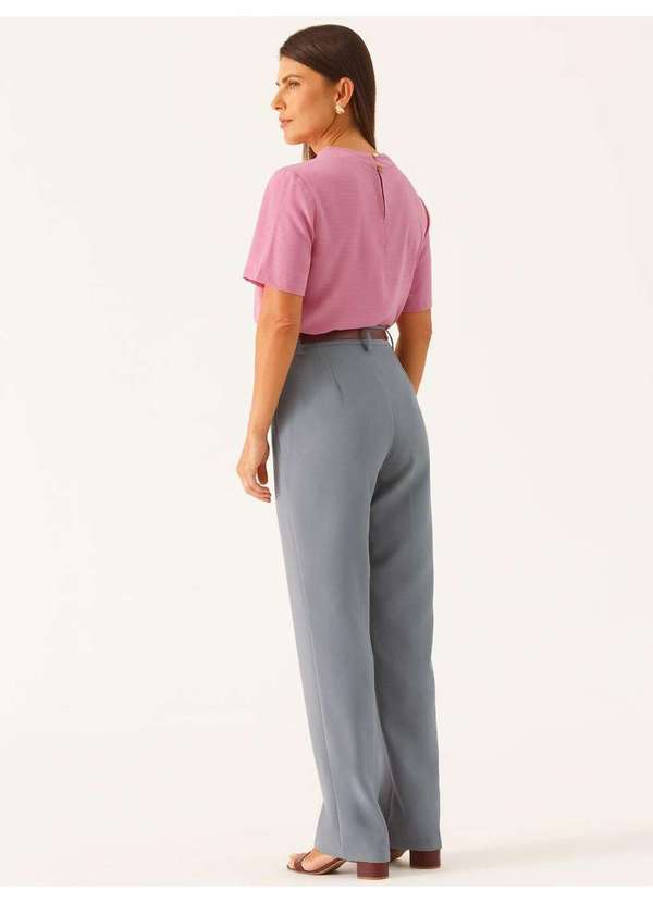 Principessa - Calça Alfaiataria Reta Regular Cinza Belymara 10