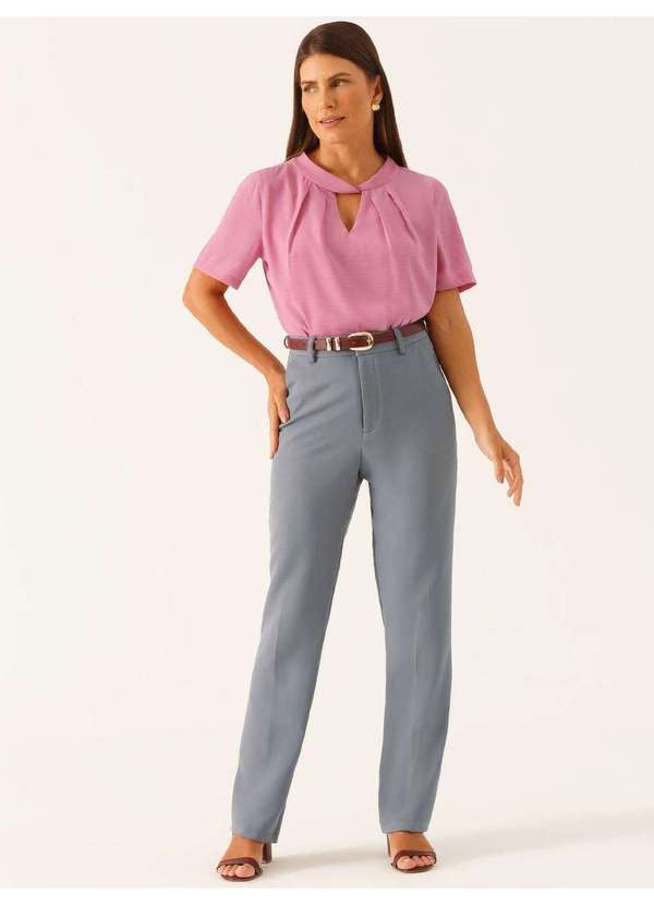 Principessa - Calça Alfaiataria Reta Regular Cinza Belymara 3