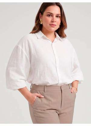 Principessa - Calça Alfaiataria Reta Regular Plus Size Bege Léa - PRINCIPESSA