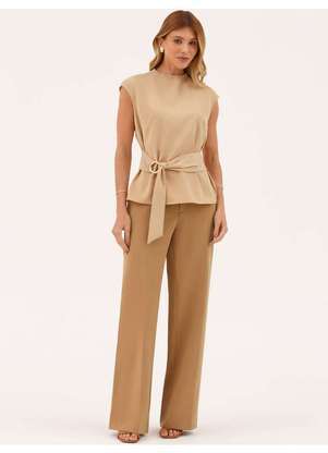 Principessa - Calça Alfaiataria Wide Leg Canela Camila - PRINCIPESSA
