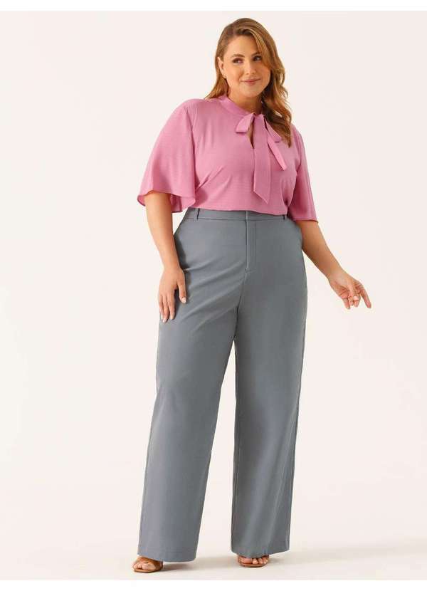 Principessa - Calça Alfaiataria Wide Leg Cinza Beverly 1