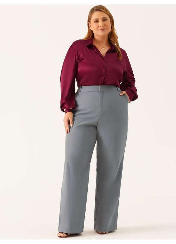 Principessa - Calça Alfaiataria Wide Leg Cinza Beverly 2