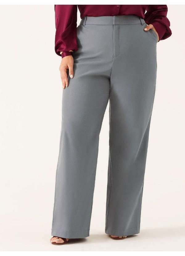 Principessa - Calça Alfaiataria Wide Leg Cinza Beverly 3