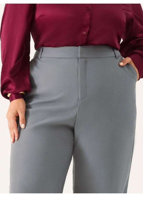 Principessa - Calça Alfaiataria Wide Leg Cinza Beverly 4