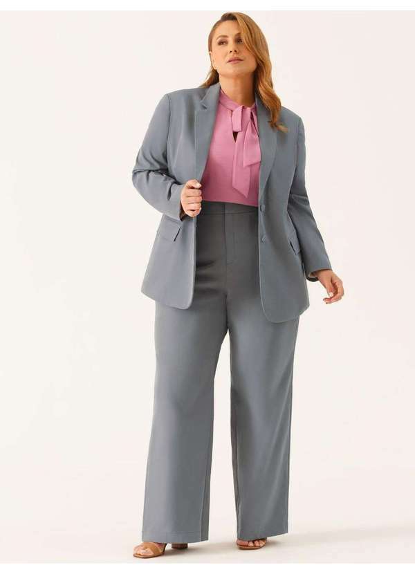 Principessa - Calça Alfaiataria Wide Leg Cinza Beverly 5