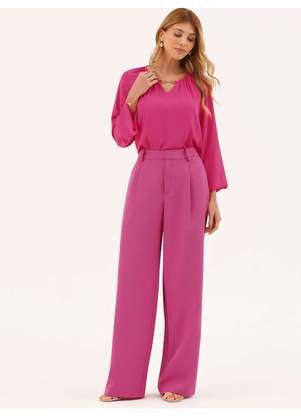 Principessa - Calça Alfaiataria Wide Leg Framboesa Cassandra - PRINCIPESSA