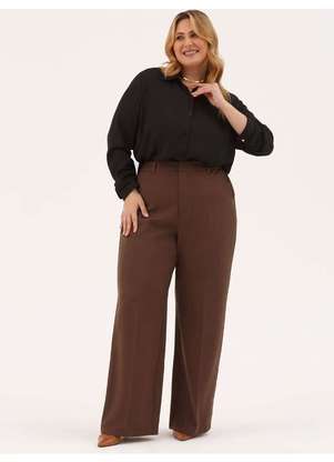 Principessa - Calça Alfaiataria Wide Leg Marrom Antonia - PRINCIPESSA