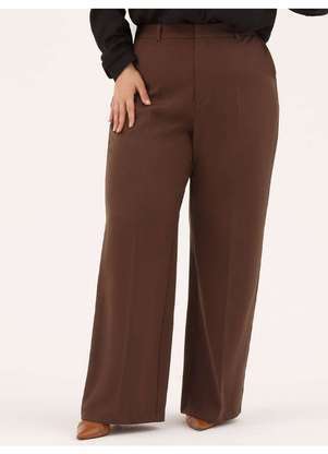 Principessa - Calça Alfaiataria Wide Leg Plus Size Marrom Antonia - PRINCIPESSA