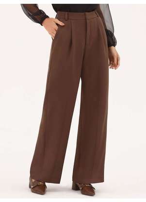 Principessa - Calça Alfaiataria Wide Leg Marrom Carina - PRINCIPESSA
