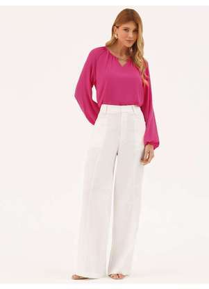 Principessa - Calça Alfaiataria Wide Leg Off White Eudora - PRINCIPESSA