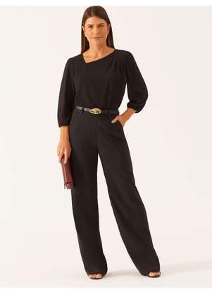 Principessa - Calça Alfaiataria Wide Leg Preto Elizane - PRINCIPESSA