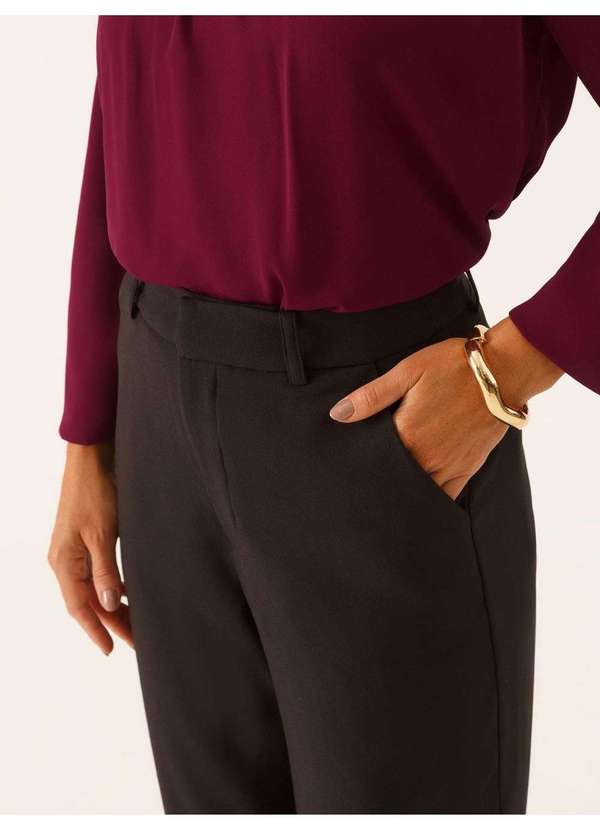 Principessa - Calça Alfaiataria Wide Leg Preto Elizane 4