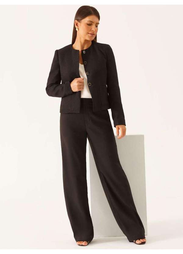 Principessa - Calça Alfaiataria Wide Leg Preto Elizane 5