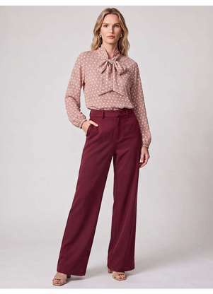 Principessa - Calça Alfaiataria Wide Leg Vinho Naissa - PRINCIPESSA