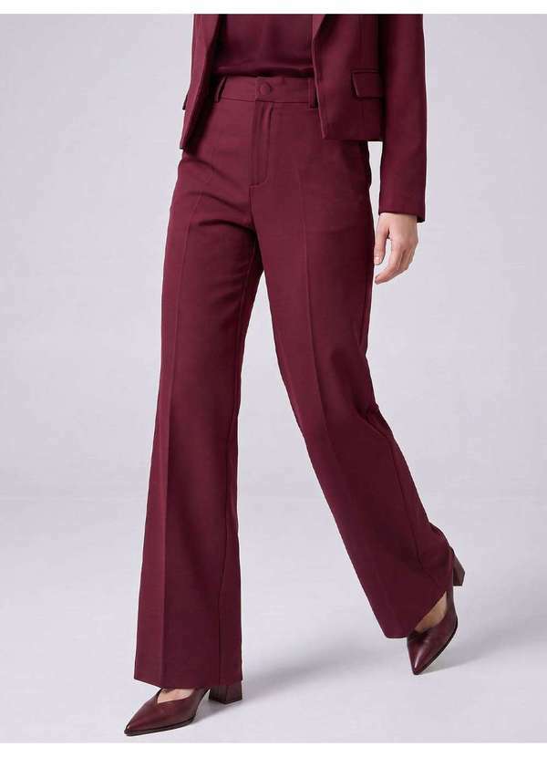 Principessa - Calça Alfaiataria Wide Leg Vinho Naissa