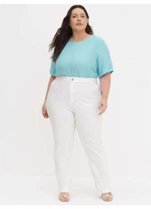Principessa - Calça de Alfaiataria Reta Slim Plus Size Off White Helora - PRINCIPESSA