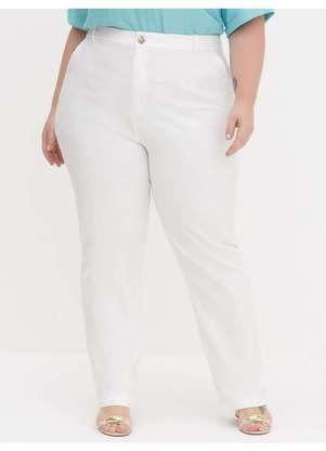 Principessa - Calça de Alfaiataria Reta Slim Plus Size Off White Helora - PRINCIPESSA