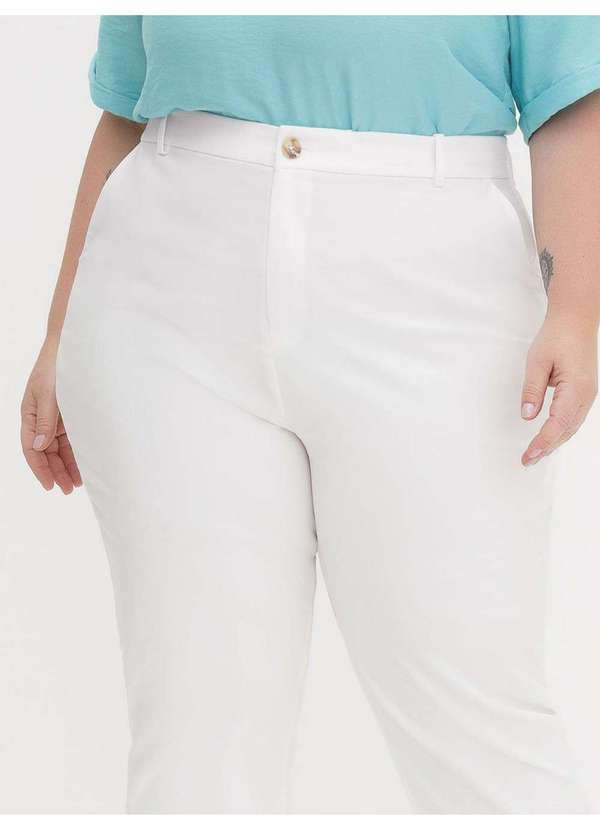 Principessa - Calça de Alfaiataria Reta Slim Plus Size Off White Helora 3