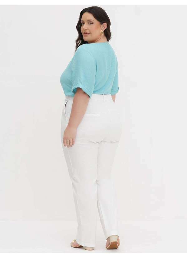 Principessa - Calça de Alfaiataria Reta Slim Plus Size Off White Helora 4