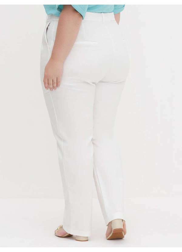 Principessa - Calça de Alfaiataria Reta Slim Plus Size Off White Helora 5